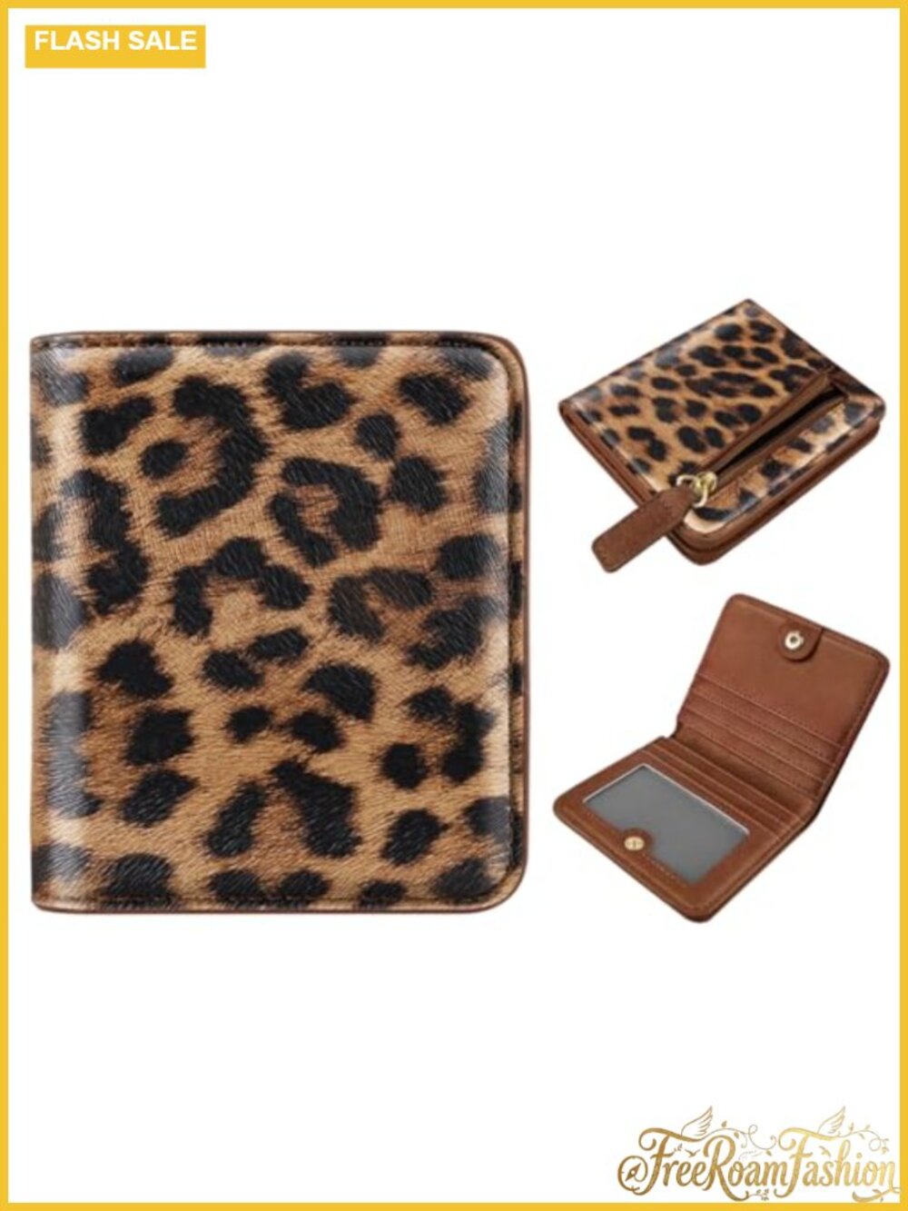 Leopard Print Small RFID Bifold Wallet Mini Card Holder Purse